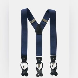 NEW In Box, Brooks Brothers Adjustable Suspenders, OS, Navy/ Brown